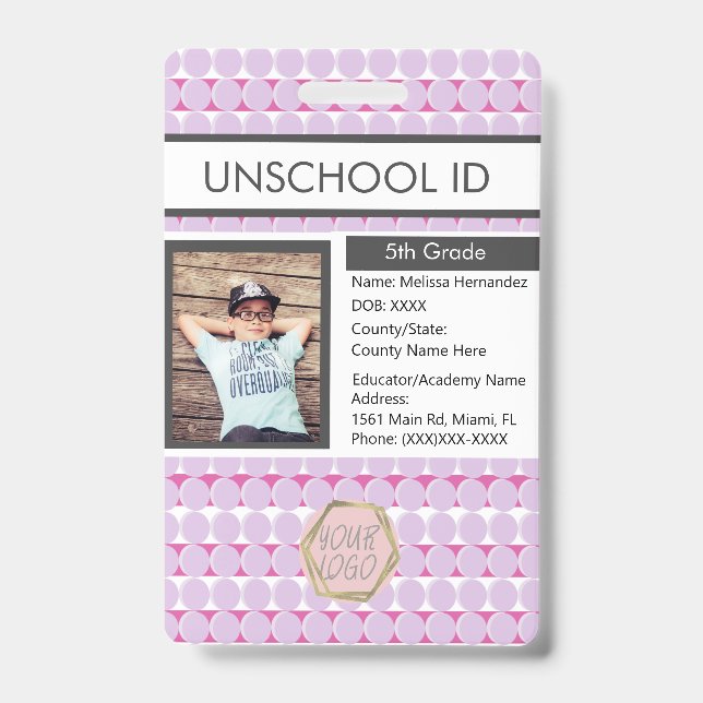 Badge de modèle d'élève pour l'enseignement à domi (Avant)