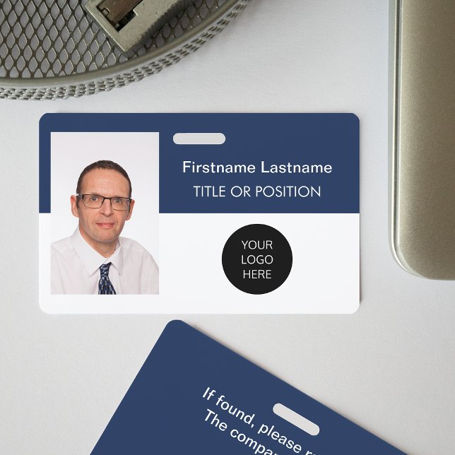 Badge de nom avec photo Corporate Dark Blue (Créateur téléchargé)