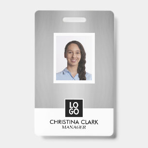 Badge de nom avec photo et logo d'employé de socié