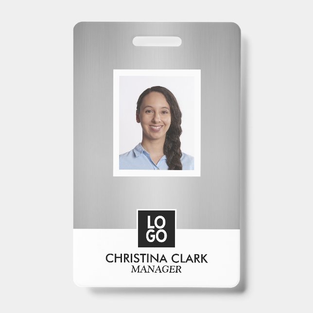 Badge de nom avec photo et logo d'employé de socié (Avant)