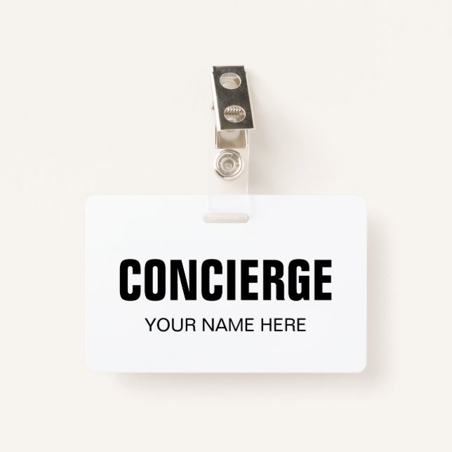 badge de nom de concierge avec clip (Devant avec clip)