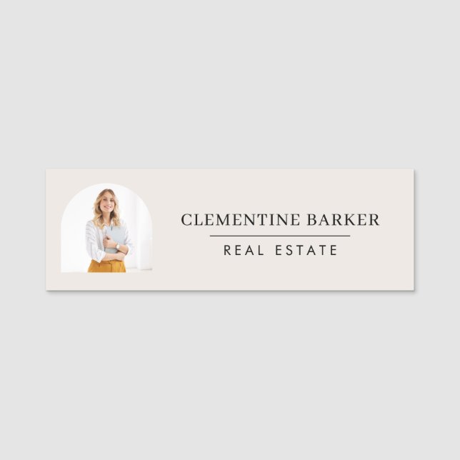 Badge de nom de l'agent immobilier moderne avec ar (Devant)