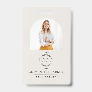 Badge de nom de l'agent immobilier moderne avec ar