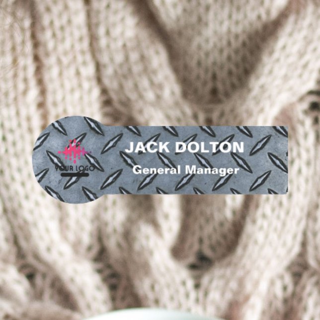 Badge de nom de l'employé en argent avec logo pers (Créateur téléchargé)