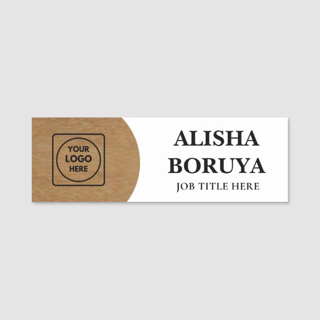 Badge de nom de logo en bois marron (Devant)
