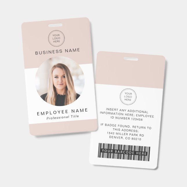 Badge de nom de photo de code-barres personnalisé  (Avant & arrière)