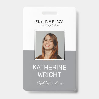 Badge de nom de photo d'employé gris personnalisé