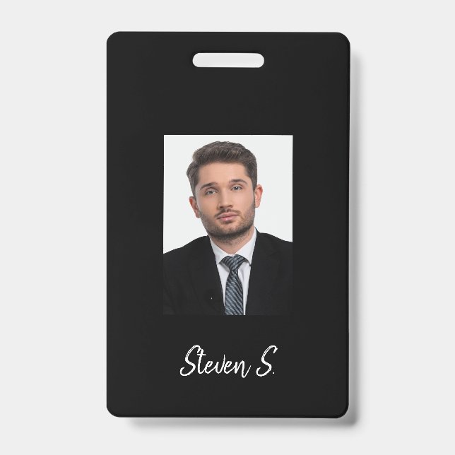 Badge de nom de photo en noir et blanc (Avant)