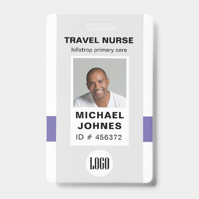 badge de nom de photo et logo d'infirmière employé (Avant)