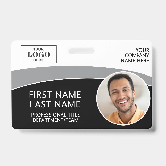 Badge de nom d'employé avec code-barres et photo d (Avant)