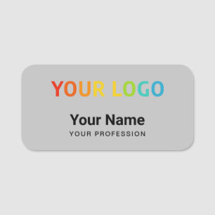 Badge de nom d'employé gris ou magnétique avec log