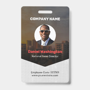 Badge de nom d'employé personnalisé, photo, code-b