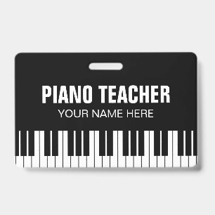 Badge de nom d'enseignant de musique de piano avec