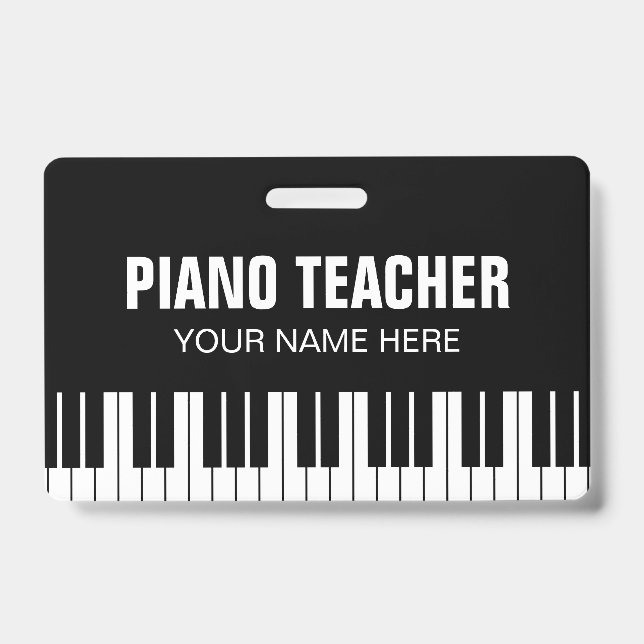 Badge de nom d'enseignant de musique de piano avec (Avant)