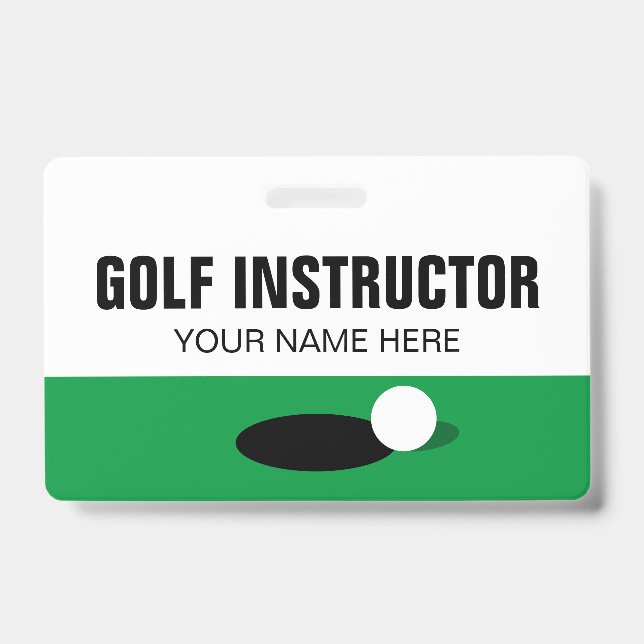 Badge de nom d'instructeur de golf avec pince ou c (Avant)