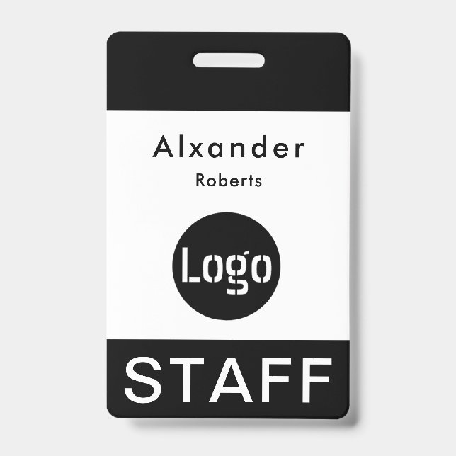 Badge de nom du personnel avec logo personnalisé (Avant)