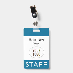 Badge de nom du personnel bleu océan mer Clip enro
