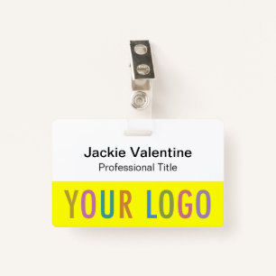 Badge de nom en PVC jaune avec bobine de clip ou c