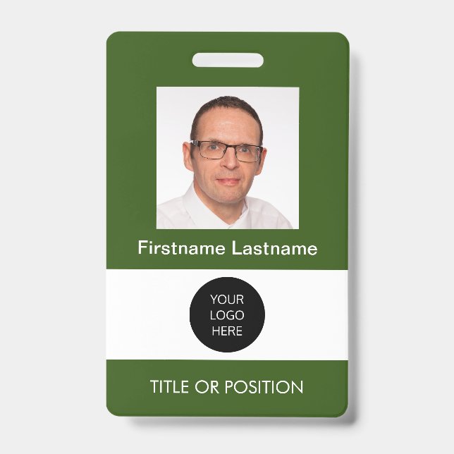 Badge de nom Forest Green avec photo d'identité (Avant)