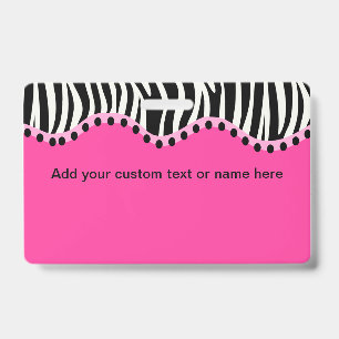 Badge de nom horizontal Zèbre Funky