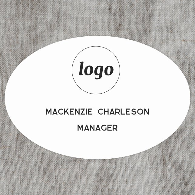 Badge de nom magnétique ou à broche pour employés (Simple logo with custom text business branding promotional staff employee name tag or badge)