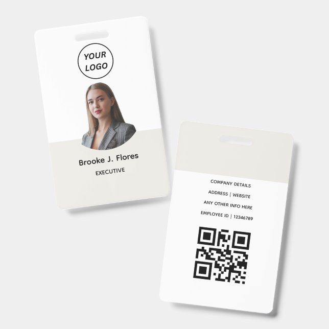 Badge de nom personnalisé avec code QR | Carte d'i (Avant & arrière)