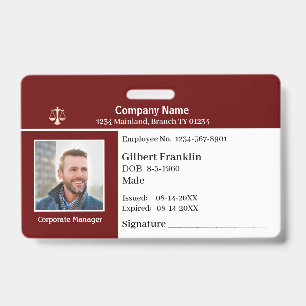 Badge de nom personnalisé avec photo, logo et code