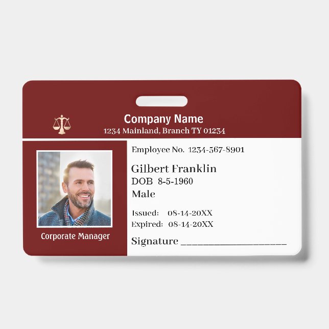 Badge de nom personnalisé avec photo, logo et code (Avant)