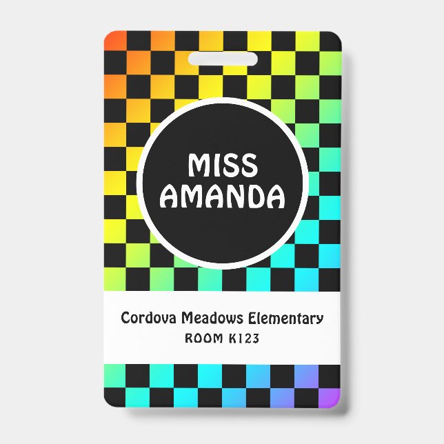 Badge de nom personnalisé pour enseignant avec dam (Avant)