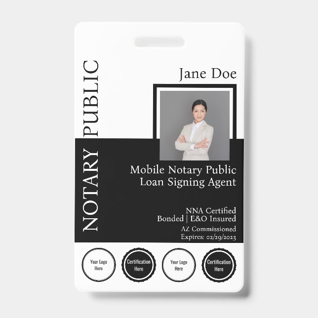 Badge de notaire de style classique avec QR (Avant)