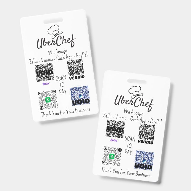 Badge de paiement sans contact à code QR multiple  (Avant & arrière)