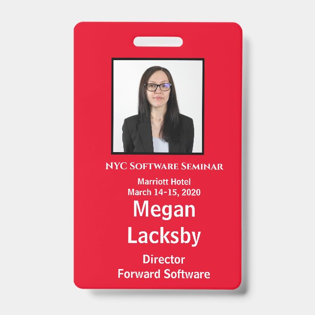 Badge de participant au séminaire rouge et blanc v (Avant)