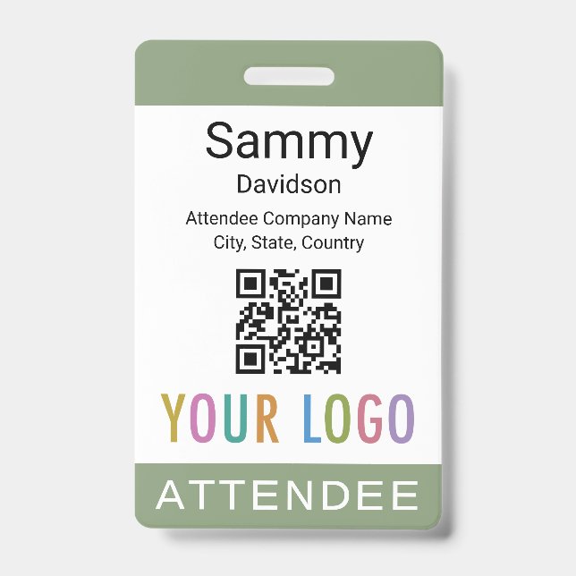 Badge de participant avec QR Code et logo d'entrep (Avant)