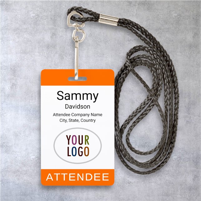 Badge de participant Orange Logo de l'événement Co (MISOOK Attendee Badge with Lanyard)