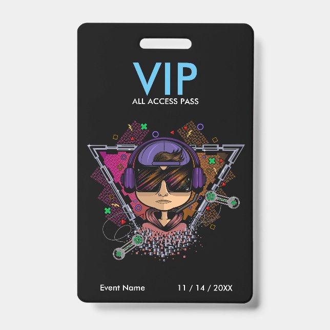 Badge de passe d'accès VIP Gamer Boy (Avant)