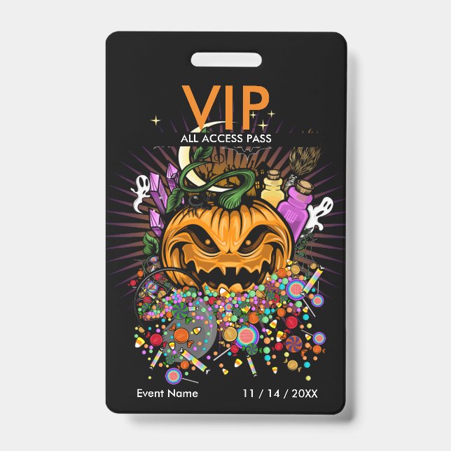 Badge de passe d'accès VIP pour l'événement Hallow (Avant)