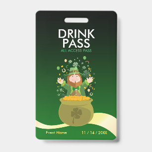 Badge de passe de boisson de la Saint-Patrick