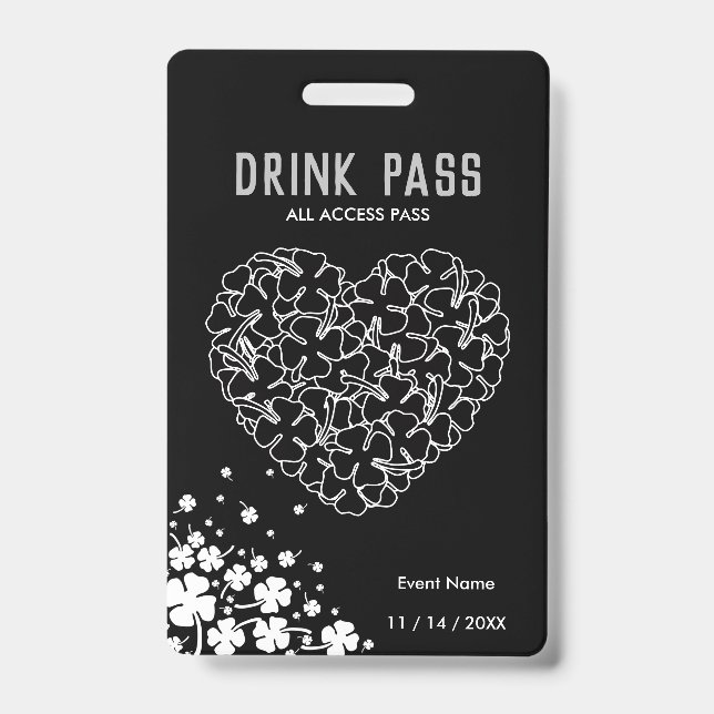 Badge de passe de boisson de la Saint-Patrick (Avant)