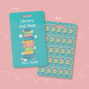 Badge de passe de la bibliothèque sarcelle avec em