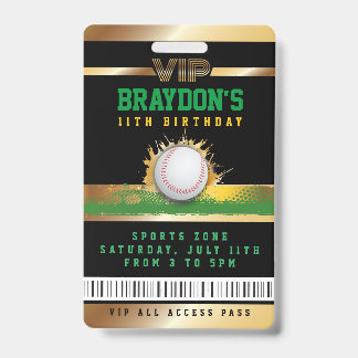 Badge de passe VIP Baseball ALL ACCESS Or