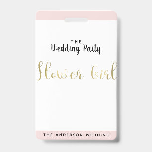 Badge de passe VIP de mariage Fleuriste Or