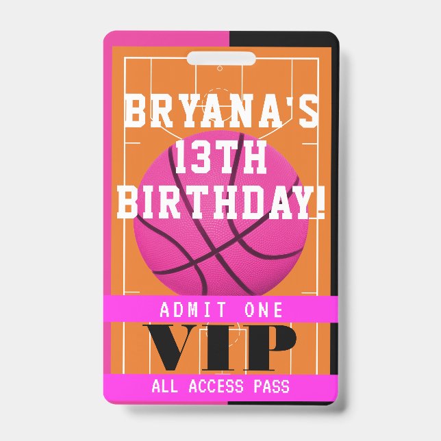 Badge de passe VIP pour l'anniversaire rose de Bas (Avant)