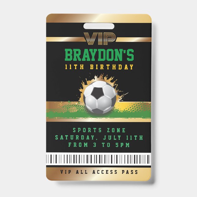 Badge de passe VIP SOCCER ALL ACCESS Or (Avant)