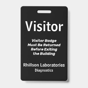 Badge de passe visiteur noir et blanc design verti