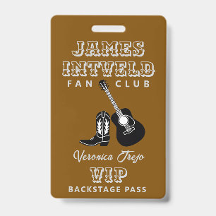 Badge de passeport VIP Backstage du Fan Club de Ja