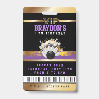 Badge de passeport VIP Bowling ALL ACCESS Gold