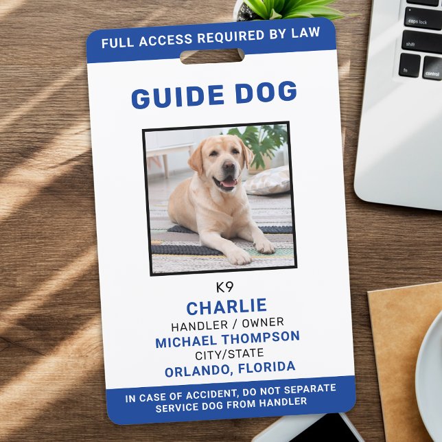 Badge de photo de chien de service de chien guide  (Créateur téléchargé)