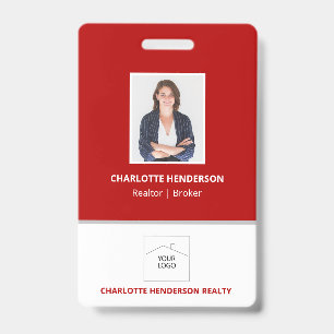 Badge de photo de logo d'agent immobilier rouge