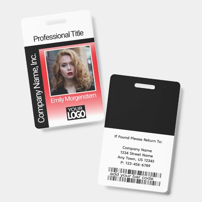 Badge de photo de logo - Rouge et Noir (Avant & arrière)
