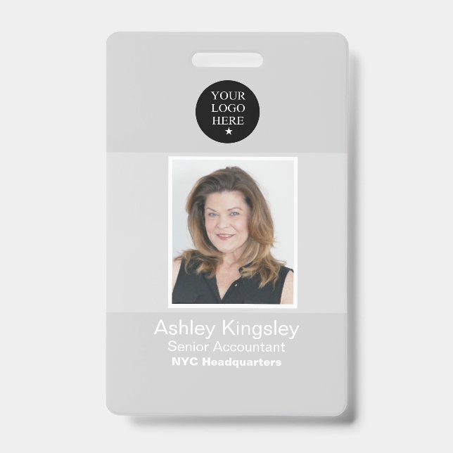 Badge de photo d'employé gris Sécurité d'entrepris (Avant)